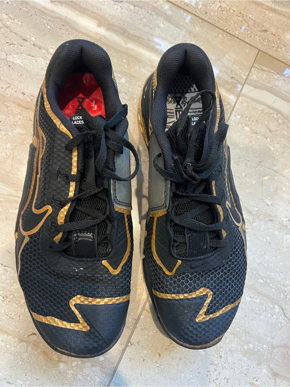 Men's Black and Gold Athletic Shoes